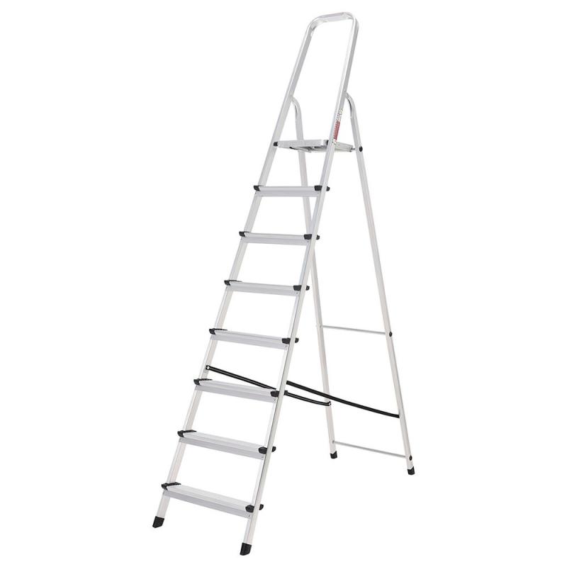 Oryx Escalera Aluminio 8 Peldaños Plegable, Uso doméstico, Antideslizante, Ligera y Resistente