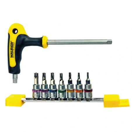 Juego Puntas Maurer Con Mango "T" 8 Piezas Torx 1/4"