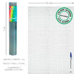 Malla Electrosoldada Galvanizada 6x6 / 100 cm. rollo 10 Metros Uso Domestico