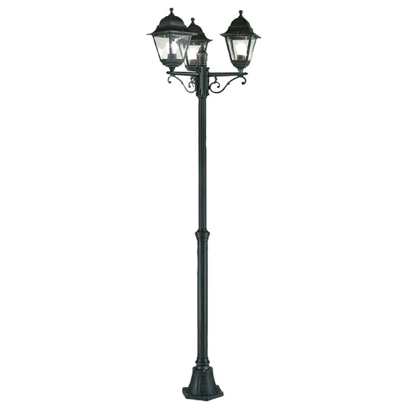 Farol Jardin Extensible Con Columna 3 Faroles 2 Metros  Negro