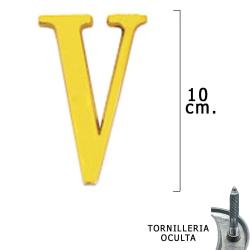 Letra Latón "V" 10 cm. con Tornilleria Oculta (Blister 1 Pieza)