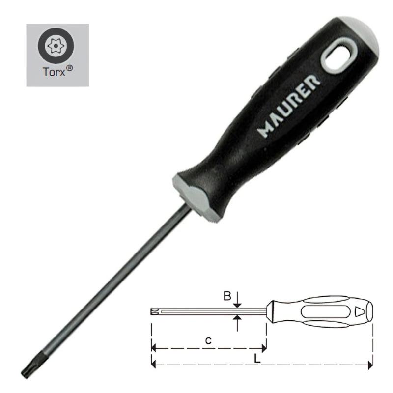 Destornillador Maurer Torx Inviolable  9 x 80 mm.