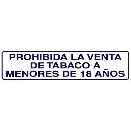 Rotulo Adhesivo 250x63 mm. Prohibida Venta Tabaco  18años