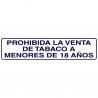 Rotulo Adhesivo 250x63 mm. Prohibida Venta Tabaco  18años