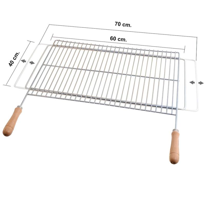 Parrilla Barbacoa Extensible 60/70x40cm Zincada