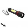 Linterna LED De Mano Metalica Bateria Recargable (1.200 mAh) Luz Frontal / Lateral Hasta 300 Lumenes 5 Watt. Con Función Zoom