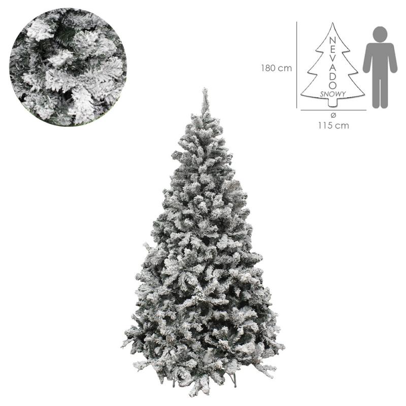 Arbol De Navidad Nevado 180 cm. 758 Ramas. Hojas De Pvc Con Nieve Artifical