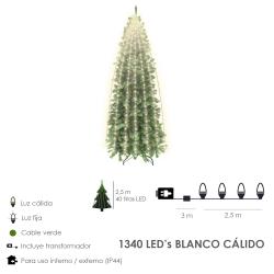 Guinalda Luces Navidad 1340 Leds Cascada Cubrearbol Blanco Calido. Ip44. Luz Navidad Interiores y Exteriores