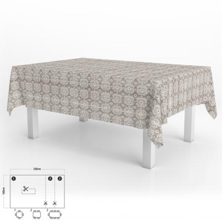 Mantel Hule Rectangular Estampado Madera Impermeable Antimanchas PVC 140x250 cm.  Recortable Uso Interior y Exterior