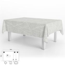 Mantel Hule Rectangular Ramas Gris Impermeable Antimanchas PVC 140x250 cm.  Recortable Uso Interior y Exterior