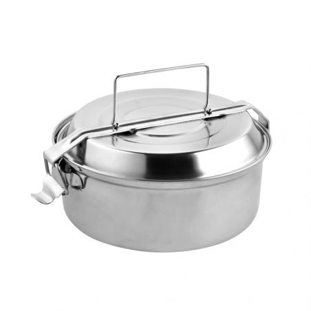 Fiambrera Metalica De Acero Inoxidable Con 2 Platos Ø 16 cm. Lunch Box, Fiambrera Metalica, Porta Alimentos Metalico,