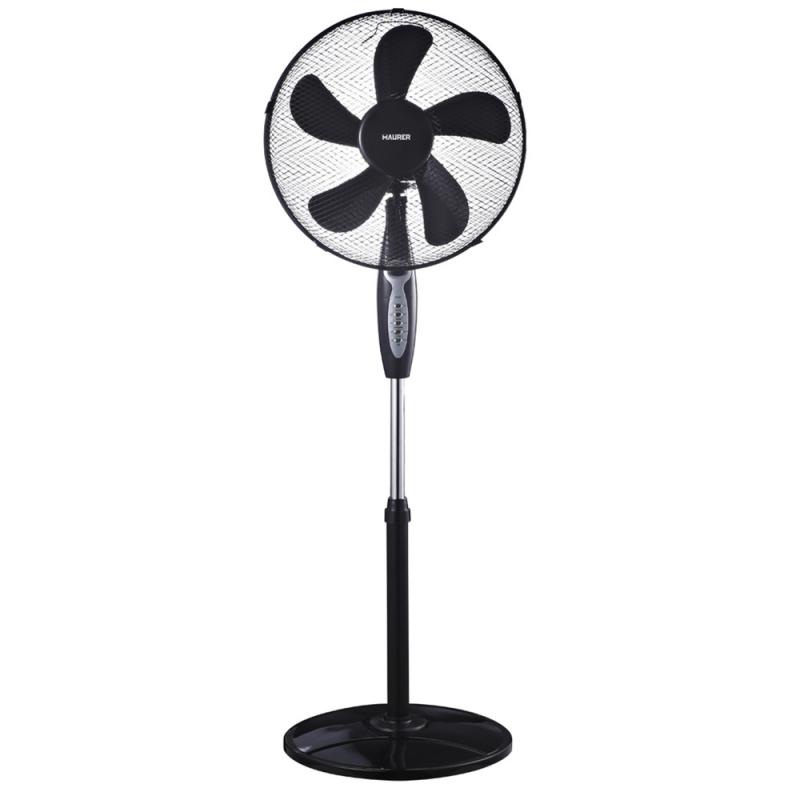 Ventilador Pie Ø 40 Cm 45 Watt. 3 Velocidades  5 Aspas Gran Tamaño, 3 Velocidades, Con Temporizador.