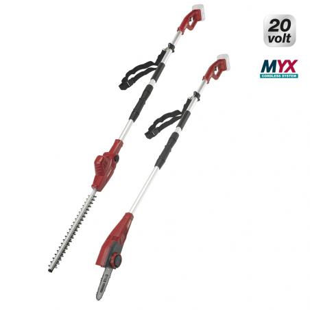 Podadora / Cortasetos A Bateria 20 V. LIMYX Sin Bateria. Asta Telescopica, Barra de Poda 20 cm. Longitud Cortasetos 43 cm.