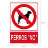 Cartel / Señal Perros "No" 30x21 cm.