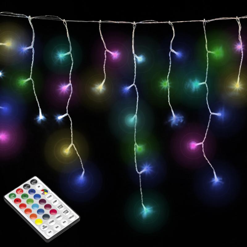 Guirnalda Luces Navidad Cortina Regulables 5x0,7 Metros 160 Leds Luz Multicolor Uso interior / Exterior IP20  Cable Transparente