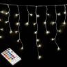 Guirnalda Luces Navidad Cortina x3 Metros 600 Leds Blanco Calido. Luz Navidad Interiores y Exteriores Ip44. Cable Transparente