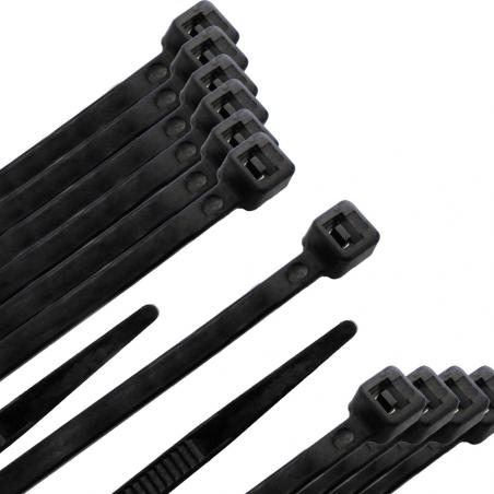 Brida Nylon 100%. Color Negro 4,5 x 360 mm. Bolsa 100 unidades. Abrazadera Plastico, Organizador Cables, Alta Resistencia