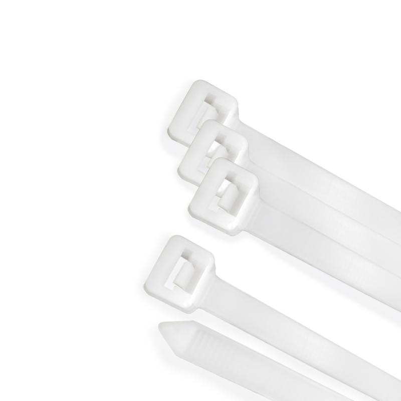 Brida Nylon 100%. Color Blanco / Natural 3,5 x 140 mm. 100 Piezas. Abrazadera Plastico, Organizador Cables, Alta Resistencia